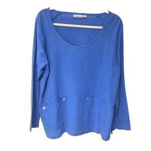 NWT‎ Calypso Periwinkle Gauze Top Women's M L Pockets Long Sleeves Relaxed
